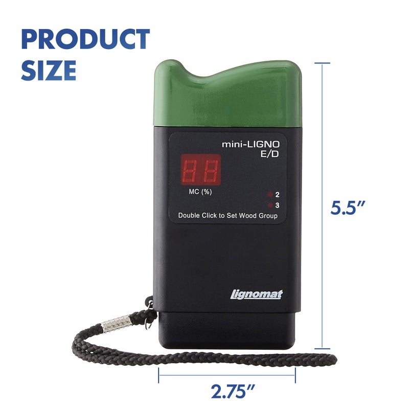 Lignomat Mini-Ligno E/D Pin Moisture Meter - Moisture Detector & Tester for Wood Floors, Woodworking, Building & Home Maintenance - Mold Detector & Moist Meter for Wood Walls and Firewood - Image 2